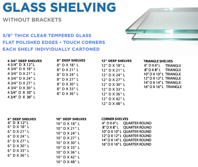 Accent Bath Kitchen Stock Inventory Of Glass Shelves